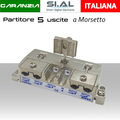 Partitore tv 5 uscite a morsetto per segnali SAT/DTT