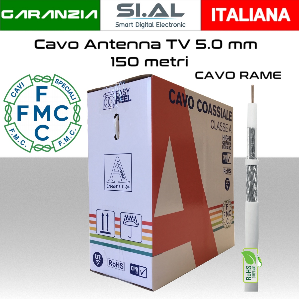 Cavo Citofonico 8 Conduttori 0.50 Mm² - Rotolo Da 50 Metri, PVC, Colore DIN 47100