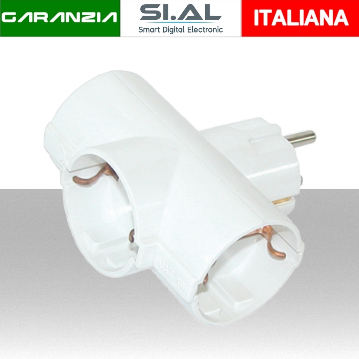 Tripla Presa Melchioni 16A Con Spina Schuko Rotante + 2 Prese EU - Bianco