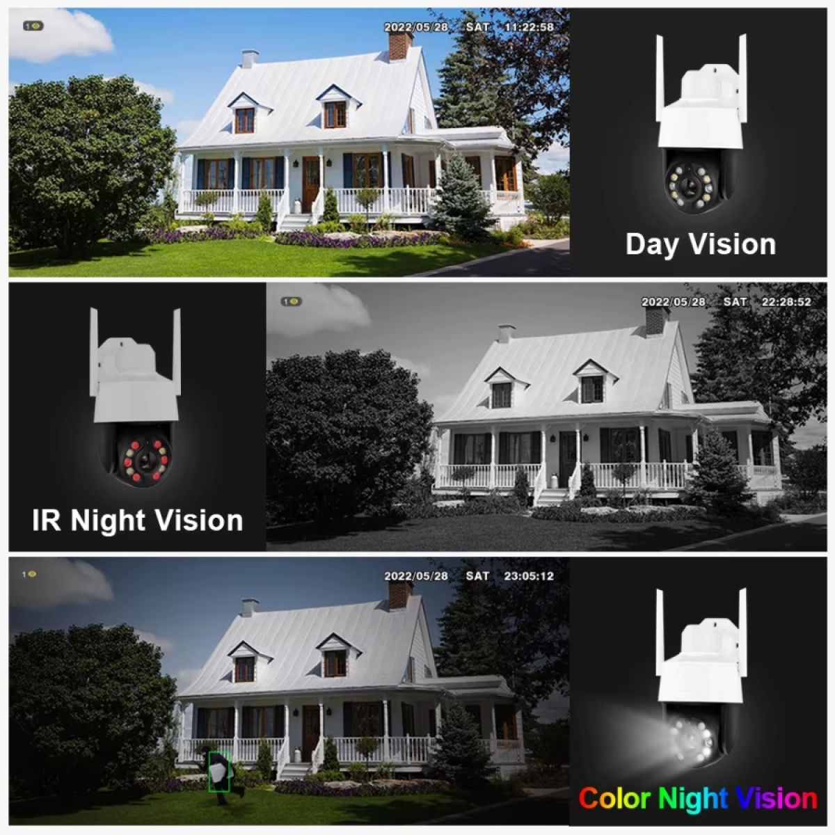 telecamera wifi ptz con visione a colori di notte