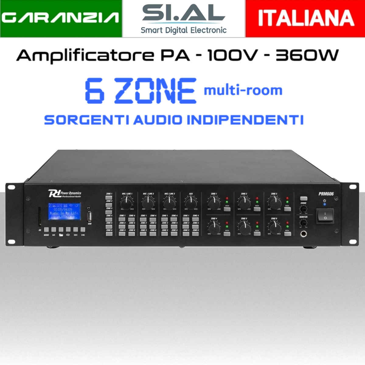 Amplificatore audio 6 zone matrix