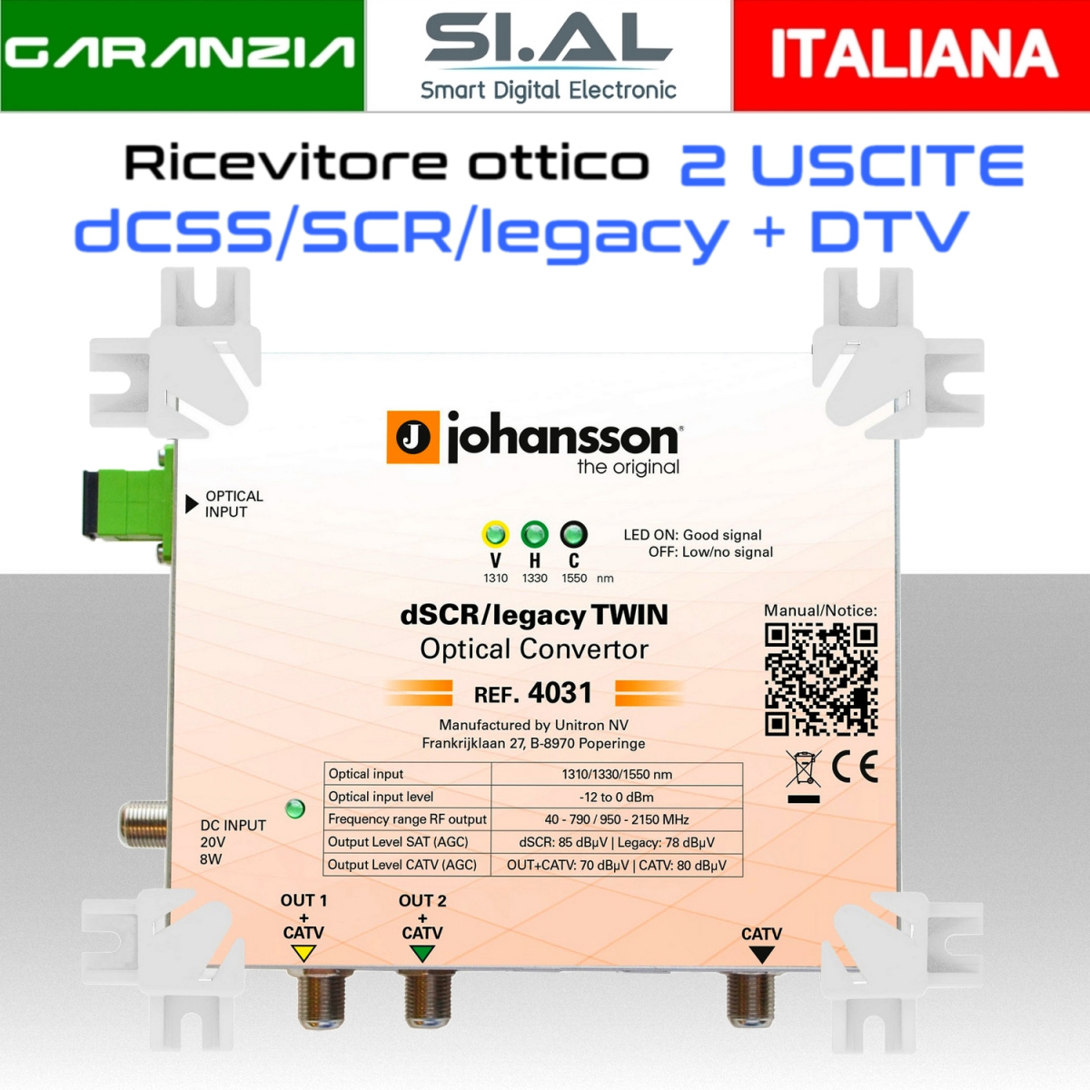 ricevitore ottico johansson 4031 twin dcss con terrestre