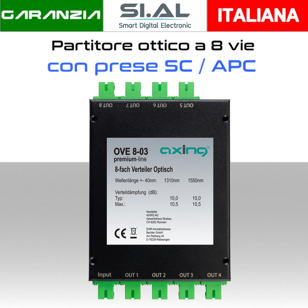 Splitter ottico 8 vie prese SC/APC