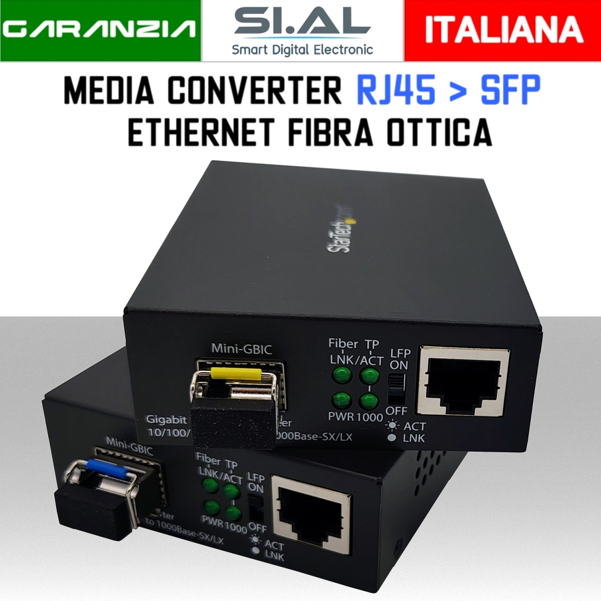 media converter gigabit ethernet si fibra ottiva monomodale