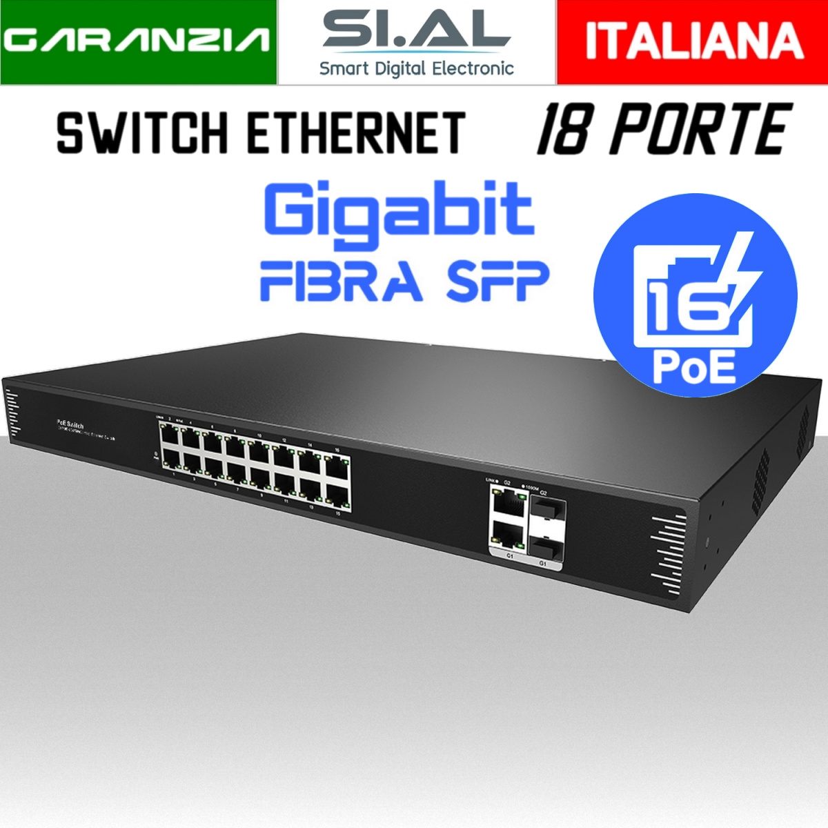 POE31016PFA switch 18 porte gigabit poe 2 SFP