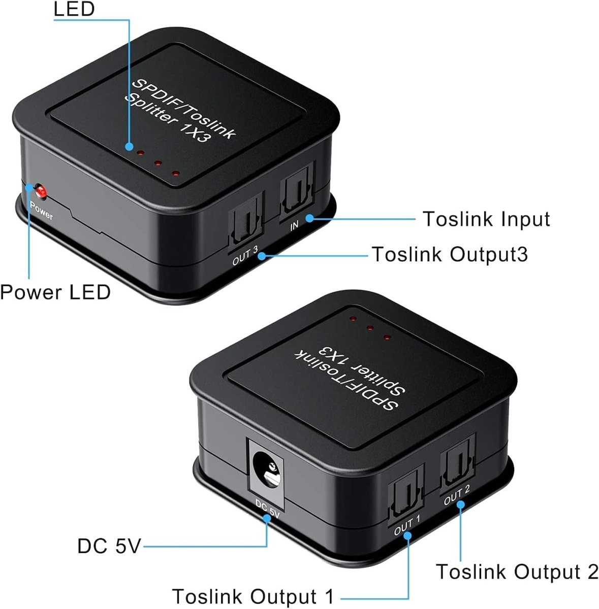 collegamenti per Splitter audio digitale toslink 3 uscite