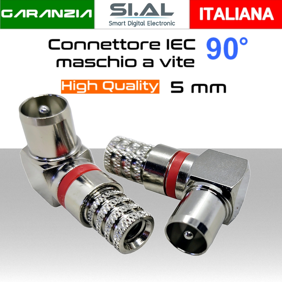 2658 Connettore IEC Maschio 90 gradi a vite