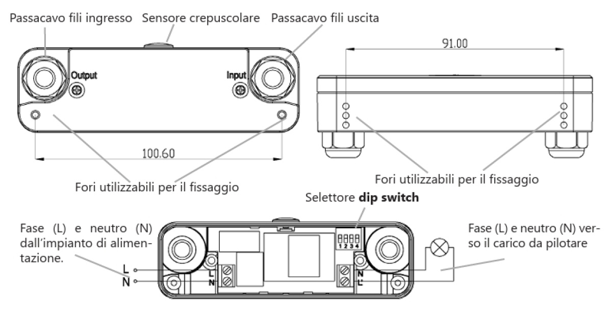 sensore accensione luci automatico movimento e crepuscolare ap3004sp