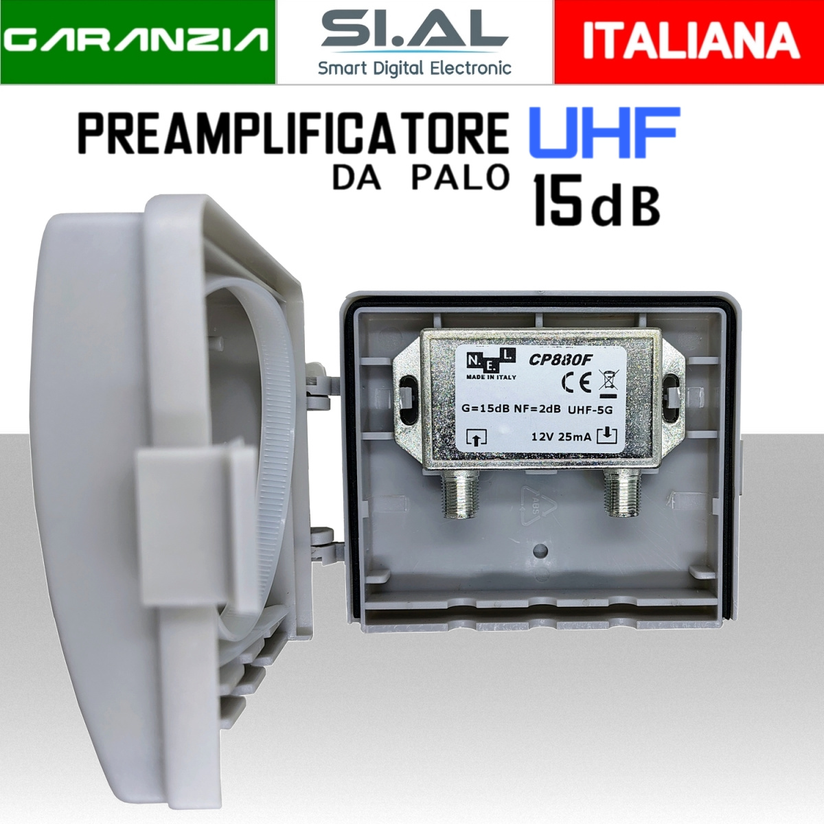 CP880F PreAmplificatore UHF da palo guadagno 15dB 
