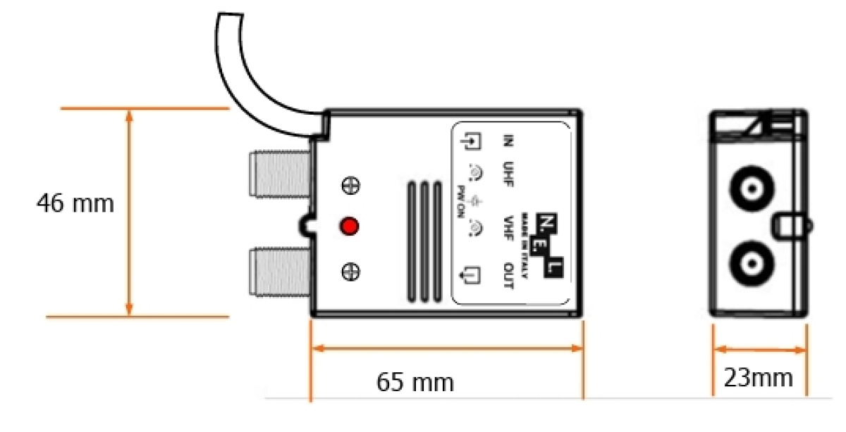 Amplificatore di Linea dimensioni su scaole da incasso elettriche