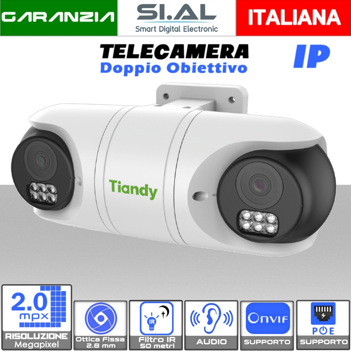 0539L Telecamera IP a doppio obiettivo 180 gradi regolabile