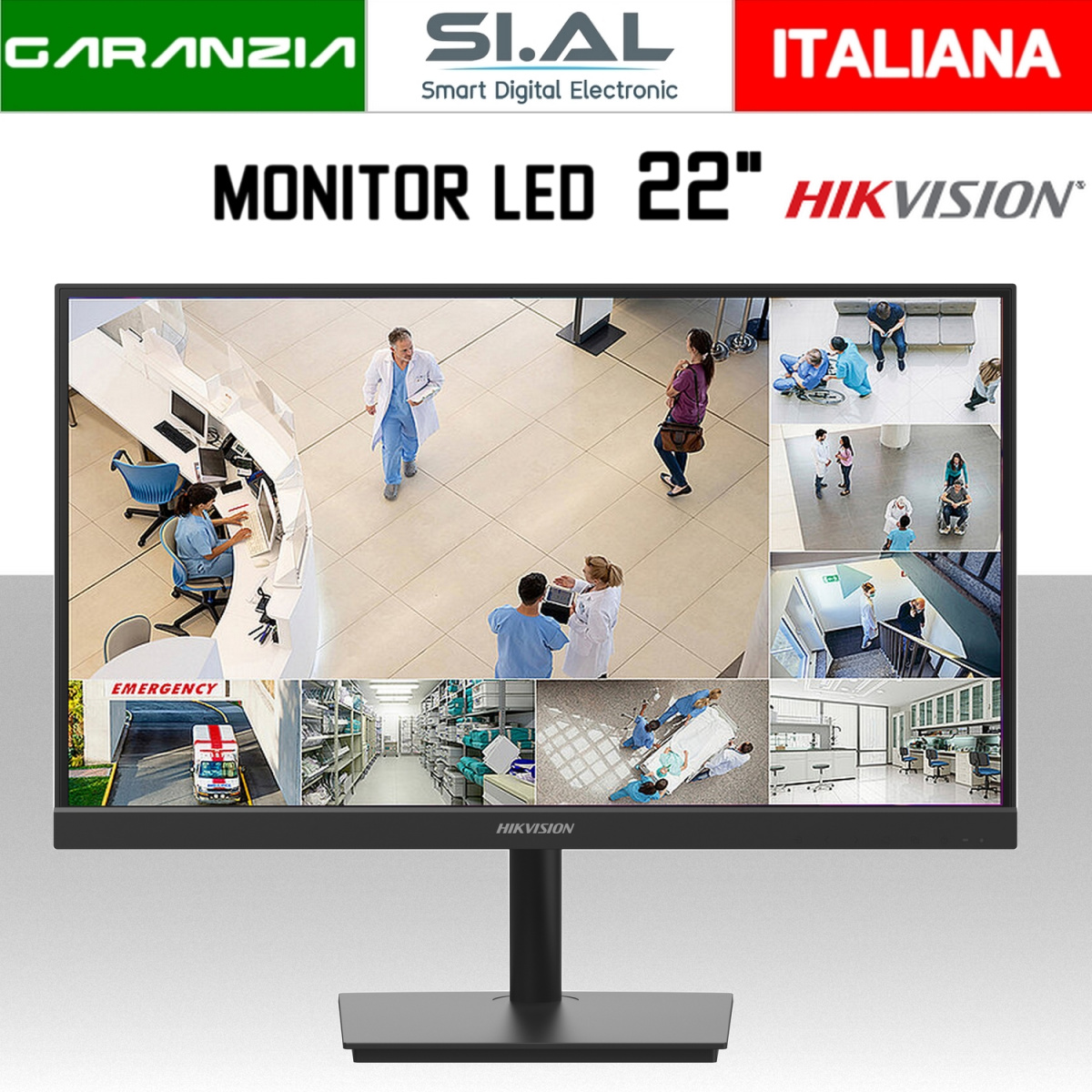 Monitor Hikvision 22 pollici per videosorveglianza