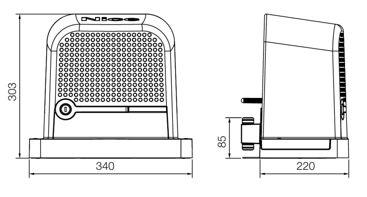 Nice motore cancello 400kg.dimensioni