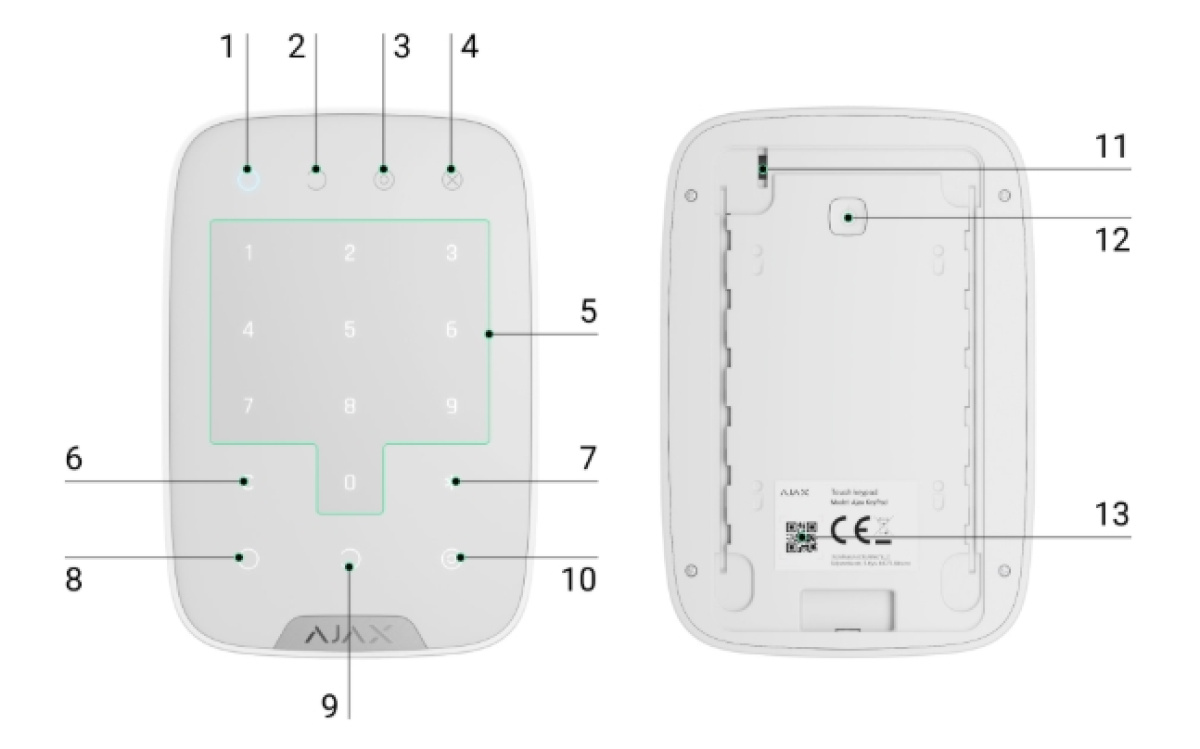 Tastierino per allarme ajax senza fili