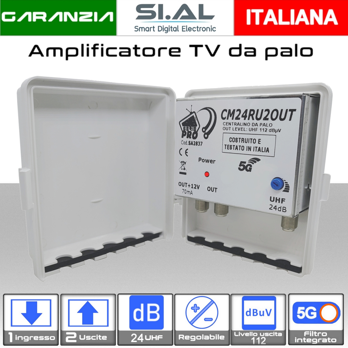 2837 Amplificatore palo 2 iscite 24dB