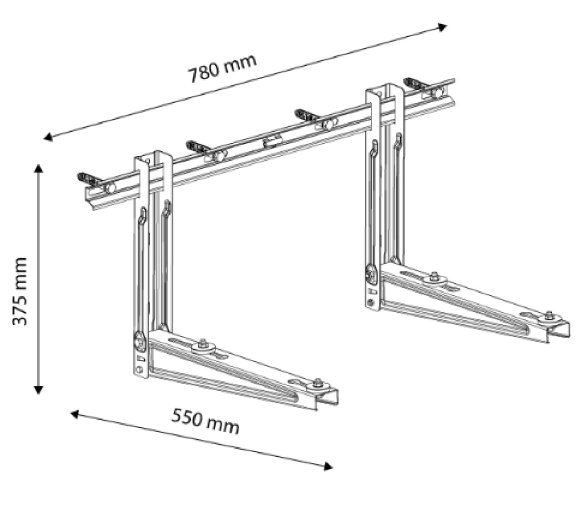 Dimensioni Supporto muro per climatizzatore multisplit robusto zincato