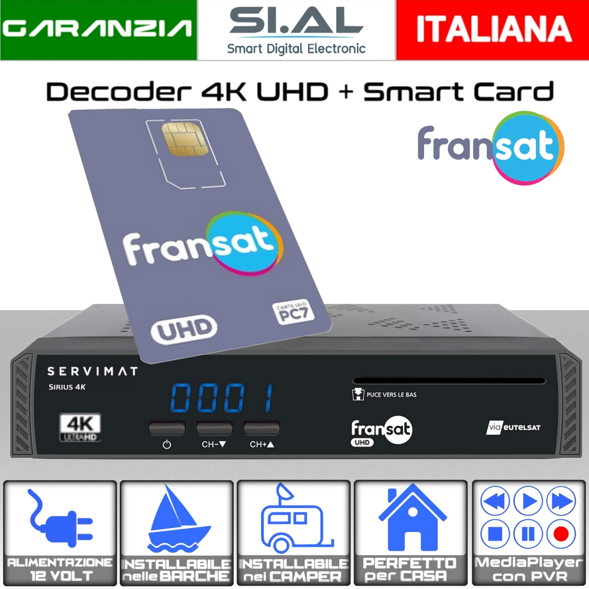 Decoder Fransat Servimat 4k con scheda