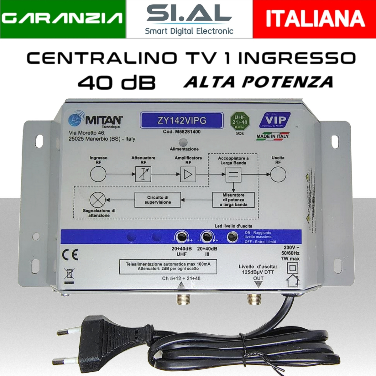 Centralino TV di Potenza Mitan ZY142VIPG 40dB 125dBµV