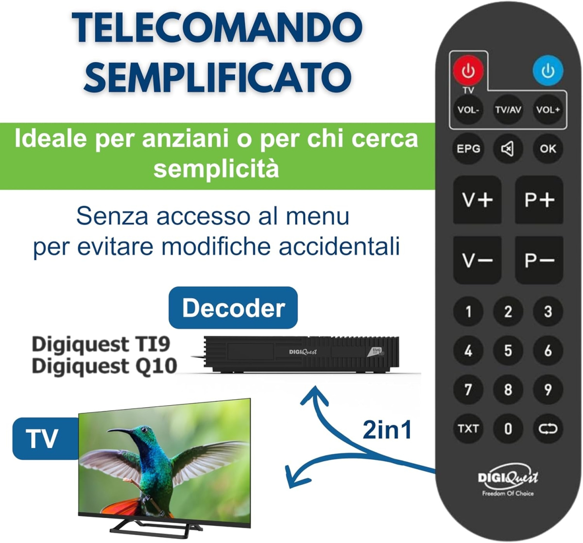 Telecomando tivusat semplificato Digiquest