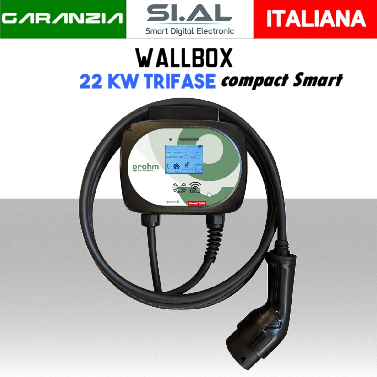 Colonnina Grohm GW7CSL da 22kW smart