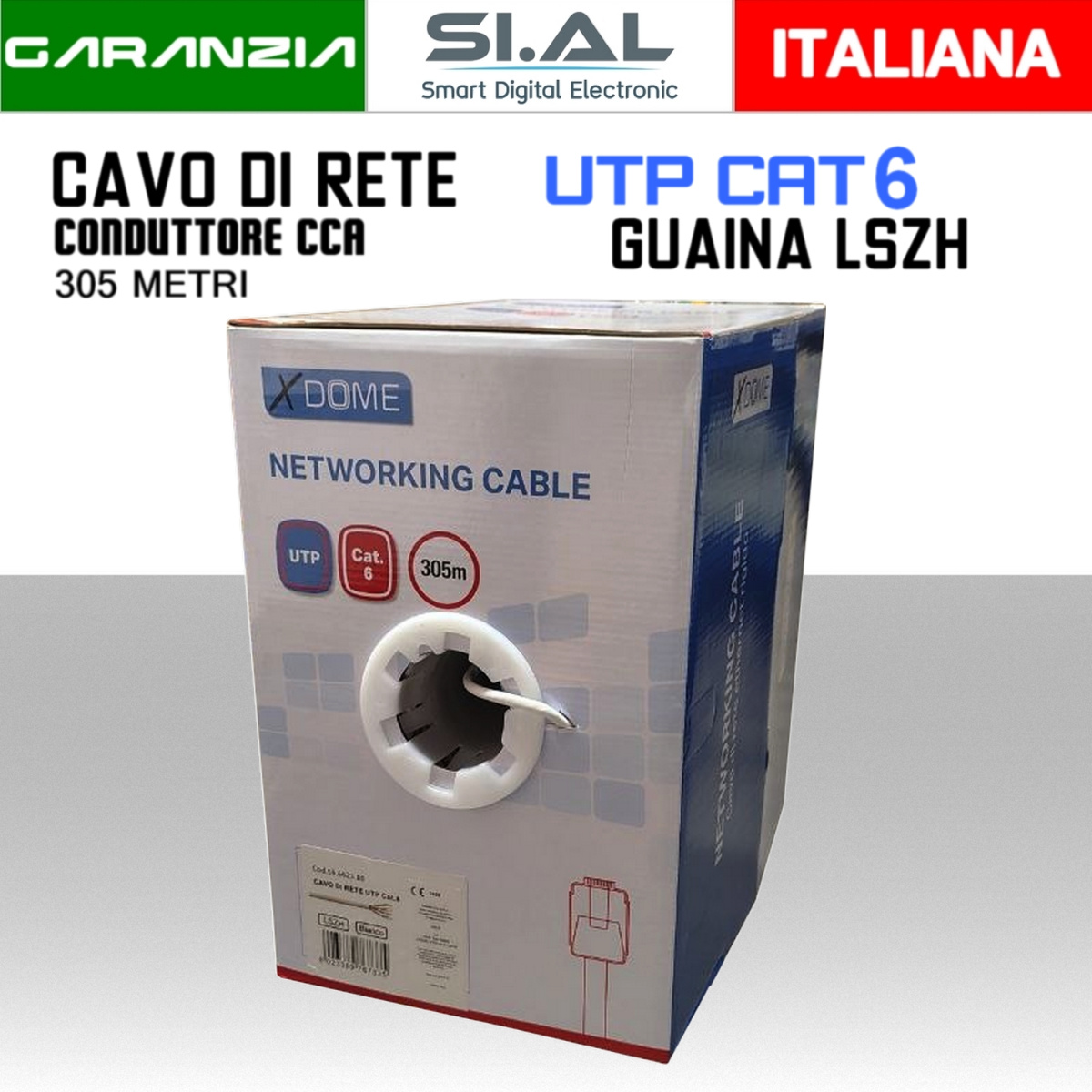 Cavo di rete CAT6 bianco matassa 305 metri CCA guaina LSZH