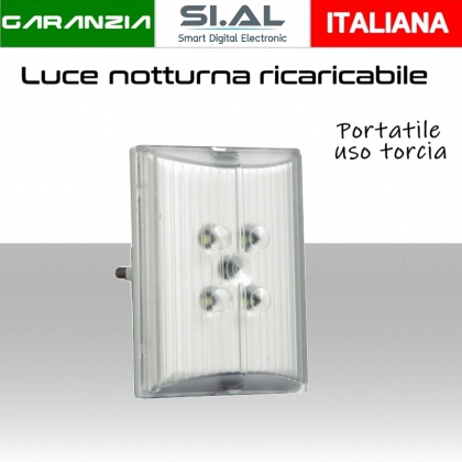 Lampada LED luce notturna e Torcia estraibile ricaricabile