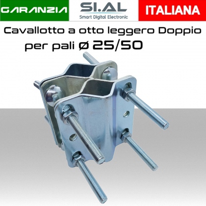 Cavallotto a 8 piastra larga universale per pali antenna Ø 25/50 mm 