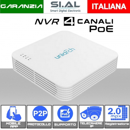 NVR Videosorveglianza POE 4 Canali 2MP supporto ONVIF IP