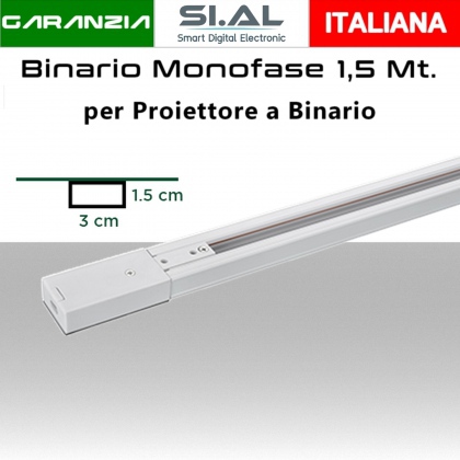 Binario Monofase Bianco alluminio IP20 da 1,5 metri