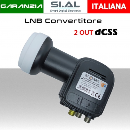 LNB dCSS 2 uscite GTSAT 1 uscita legacy illuminatore unicable per parabola satellitare  offset dCSS/SCR/Legacy per 32 Utenze