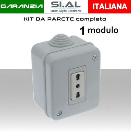 Contenitore completo 1 presa bivalente 10A/16A  IP40