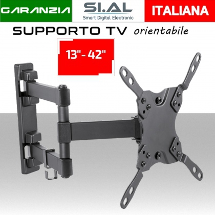 Supporto TV universale orientabile staffa 3 snodi per schermi da 13