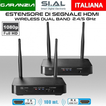 Estensore Wireless di segnale HDMI Dual Band 2,4 e 5GHz con ripetitore di telecomando