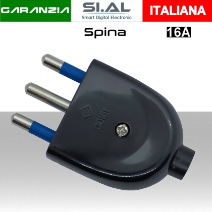 Spina s17 assiale 16A 2P+T nera