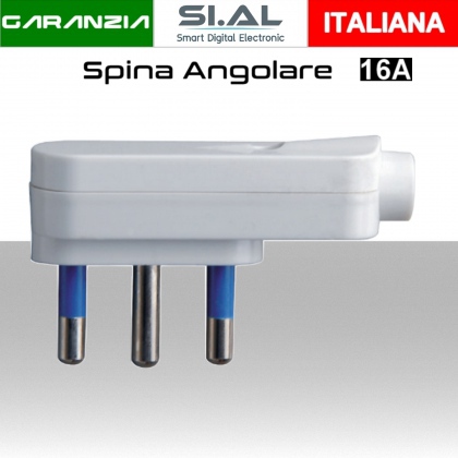 Spina angolare s17 bianca 16A 2P+T salvaspazio