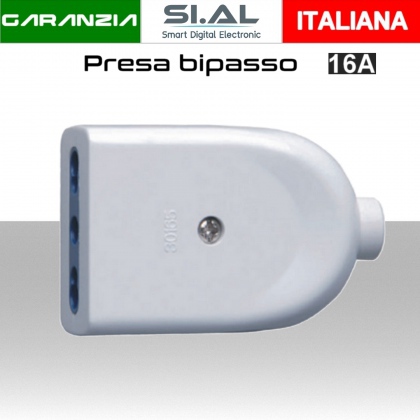 Presa volante bipasso bianca standard italiana 16A 