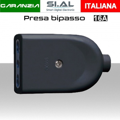 Presa volante bipasso nera standard italiana 16A