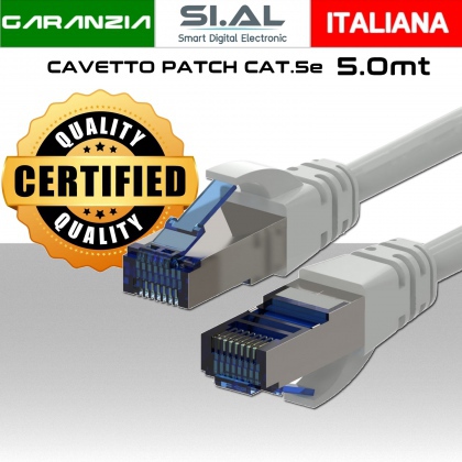 Cavo ethernet 5,0 metri con connettori RJ45 twistati CAT.5e modello Micro TEK