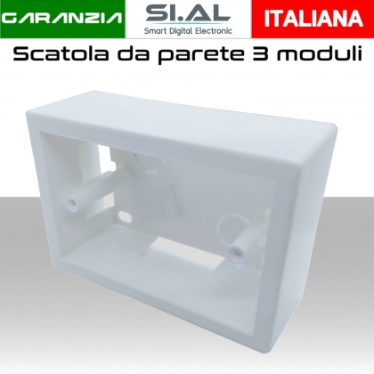 Scatola da parete 3 moduli bianca 120x83x45 mm