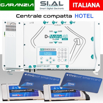 Centrale compatta D-MATRIX-4S evo completa di 2 cam professional e 2 card tivùsat