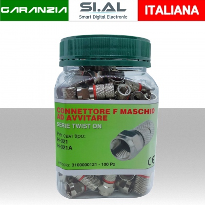 Connettore F a vite per cavo antenna da 5 mm Conf.100pz. MicroTek 3100000121