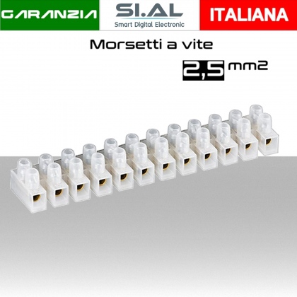 Morsetti a vite base quadrata 2,5 mm²  stecca da 12 unità