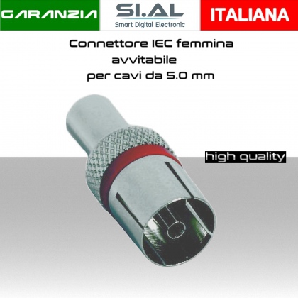 Connettore IEC femmina avvitabile per cavo antenna da  5.0mm  