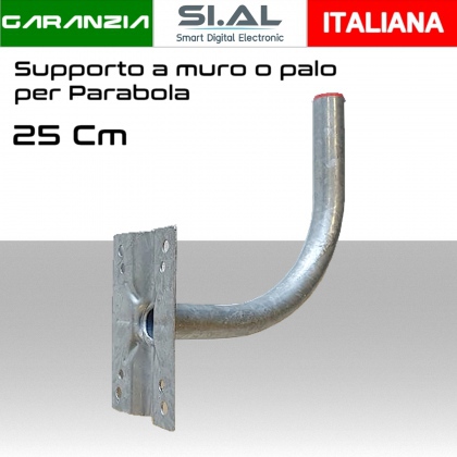 Staffa Supporto parabola a muro o palo diametro tubo 40 mm a 90° cm 25