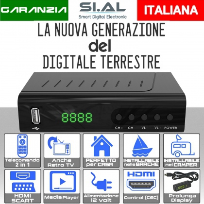 Ricevitore Digitale Terrestre T2 Full HD boxLV6 con telecomando 2 in 1 e HDMI CEC