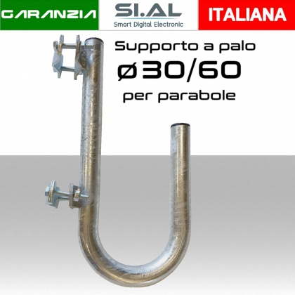 Staffa Supporto parabola a palo con diametro tubo 40 mm a 180° cm 22 