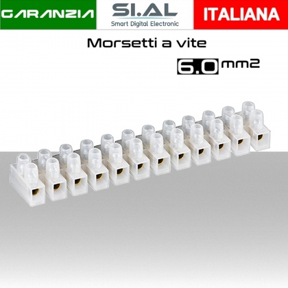 Morsetti a vite base quadrata 6,0 mm² stecca da 12 unità