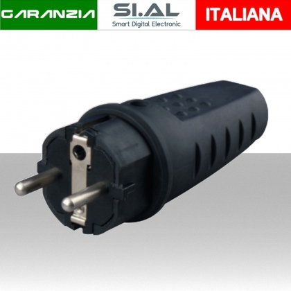 Spina schuko in gomma antispruzzo 16A 2P T