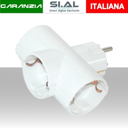 Spina Schuko adattatore a tre prese schuko 16A 2P T