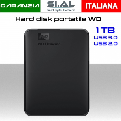 Hard disk portatile western digital  1 TB  USB 3.0 alta velocità